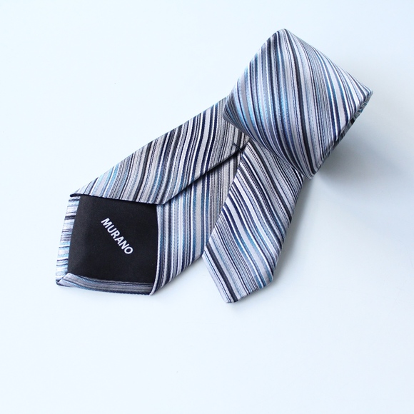 Murano Other - New! Murano Silk Tie Ombre Blue Grey Stripes